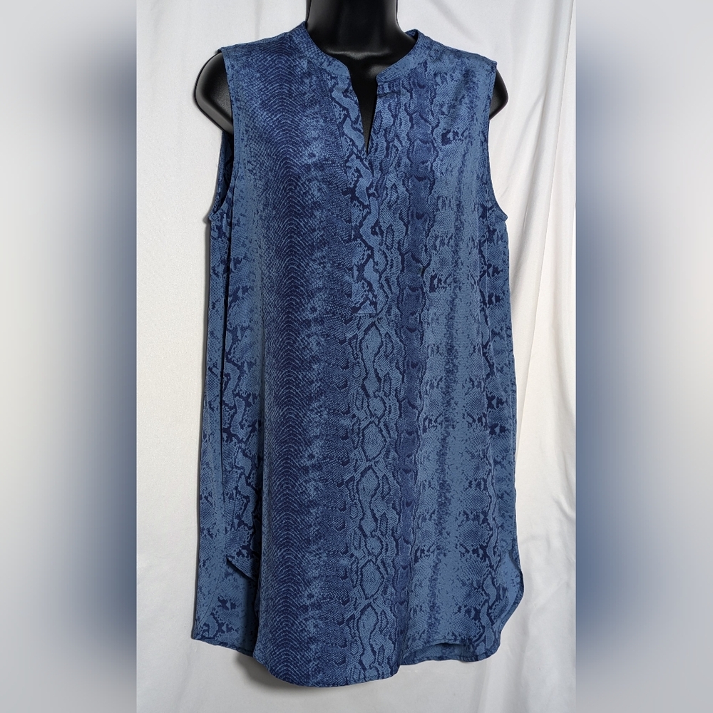 Acrobat Blue Reptile‎ Print Tunic Silk Dress | Size Small